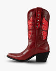  botas de cuero botas de cuero mujer botas de moda botas de piel para  mujer de moda  botas bala di gala botas en tendencia botas rojas metallic boots botas rojas en tendencia botas metalicas en color rojo botas con pop de color outfits con pop rojo